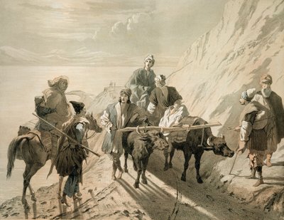 A Sevang vagy Cockcha-tó, Transcaucasia, 23. tábla egy Kaukázusról szóló könyvből, Eugene Le Roux (1807-63) metszete, Alfred Leon Lemercier kiadója, Párizs, 1847 alkotó: Grigori Grigorevich Gagarin